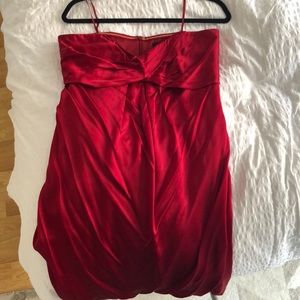 Nicole Miller Red Silk Strapless Dress